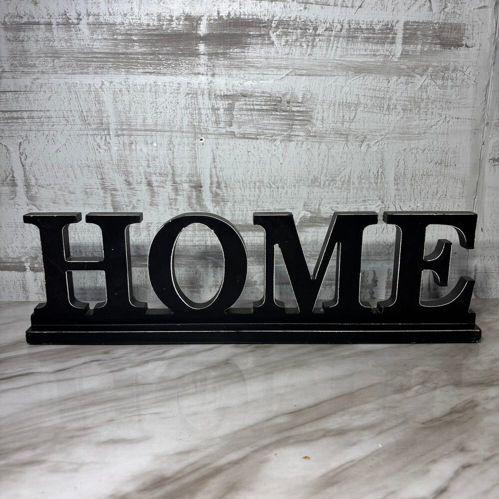 Black Wood HOME Freestanding Tabletop Sign